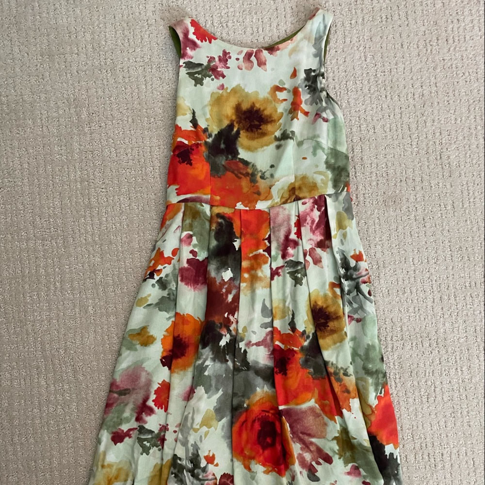 Floral fit and flare A-Line Dress with high neck